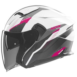 Open face motorcykelhjelm NOX N130 Myst hvid-sort-pink