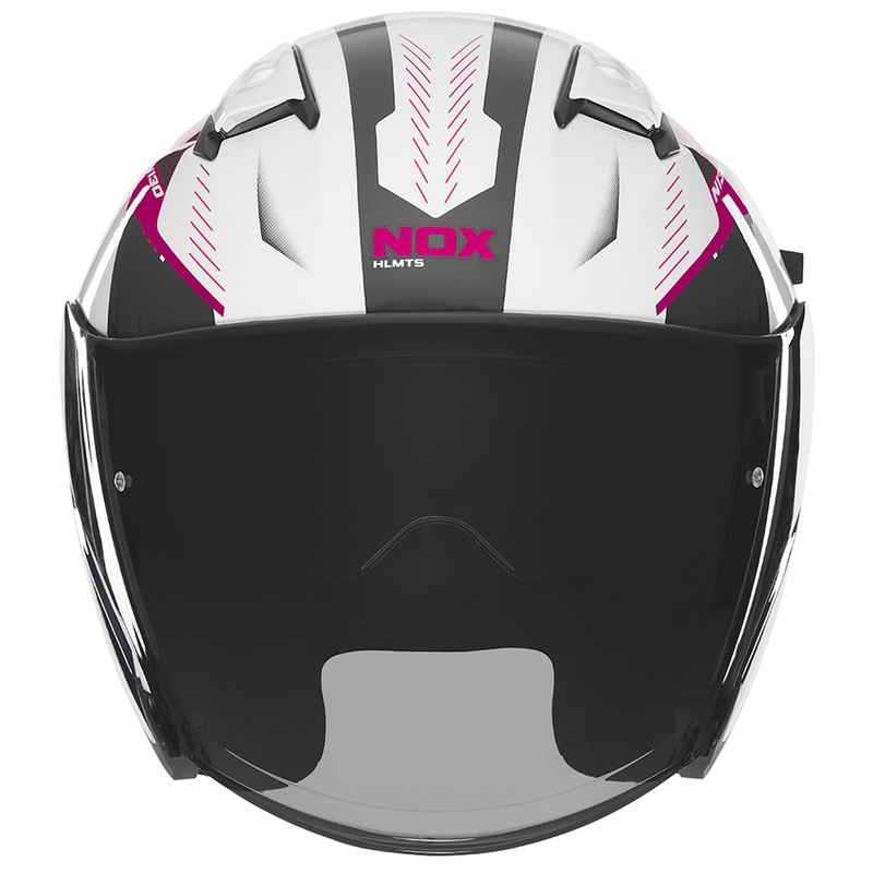 Open face motorcykelhjelm NOX N130 Myst hvid-sort-pink