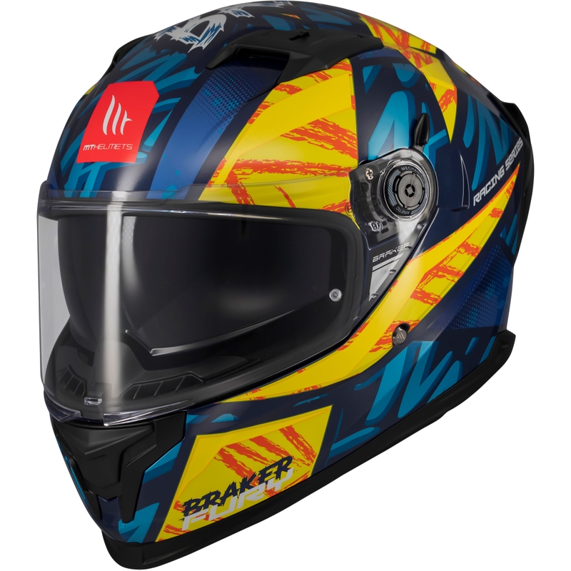 Full-face motorcykelhjelm MT Braker SV Fury blå-gul