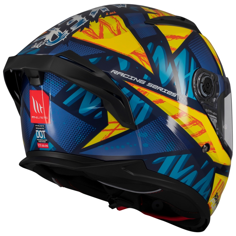 Full-face motorcykelhjelm MT Braker SV Fury blå-gul