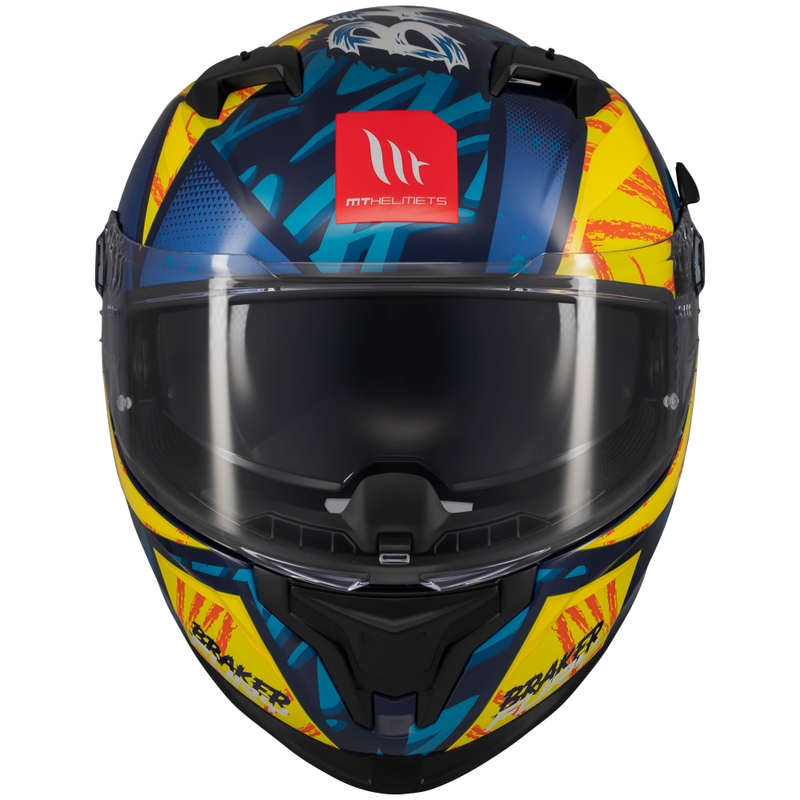Full-face motorcykelhjelm MT Braker SV Fury blå-gul