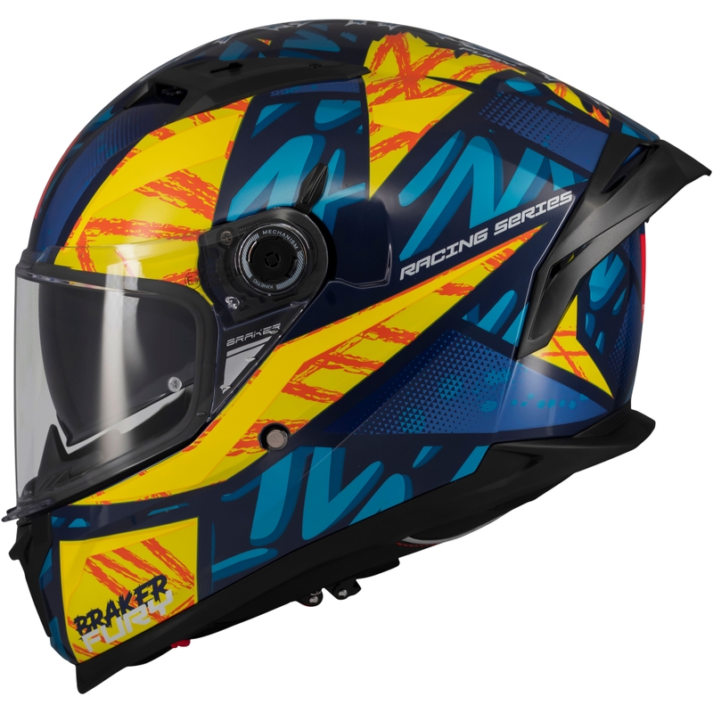 Full-face motorcykelhjelm MT Braker SV Fury blå-gul