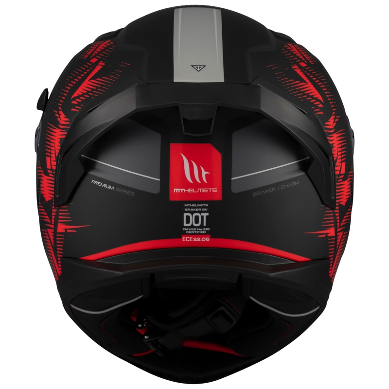 Full-face motorcykelhjelm MT Braker SV Charm mat sort-rød