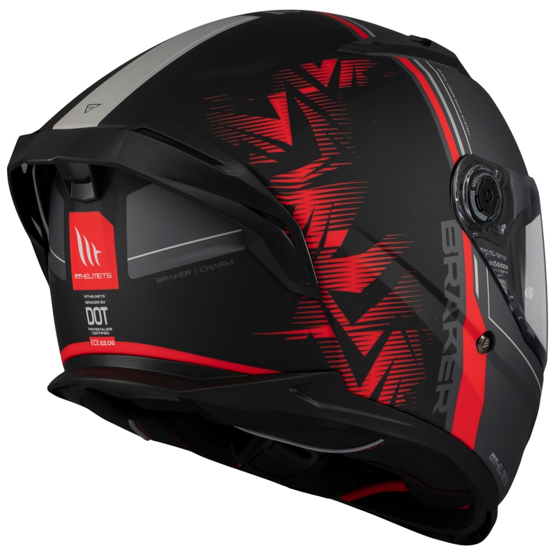 Full-face motorcykelhjelm MT Braker SV Charm mat sort-rød