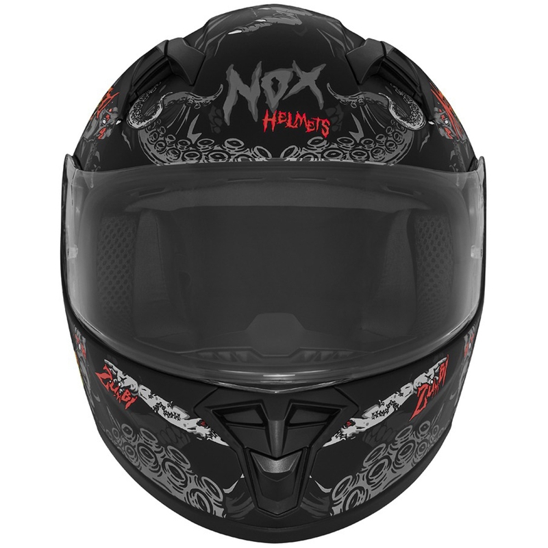 Børnemotorcykelhjelm NOX N731 ZUMBI mat sort-rød