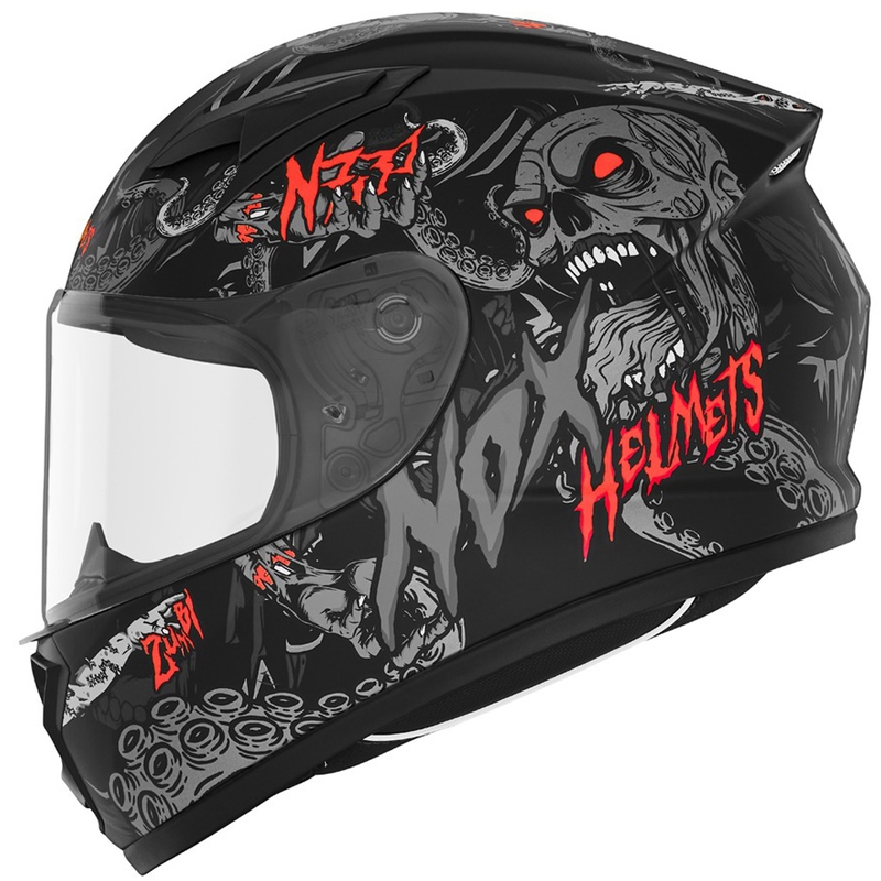Børnemotorcykelhjelm NOX N731 ZUMBI mat sort-rød