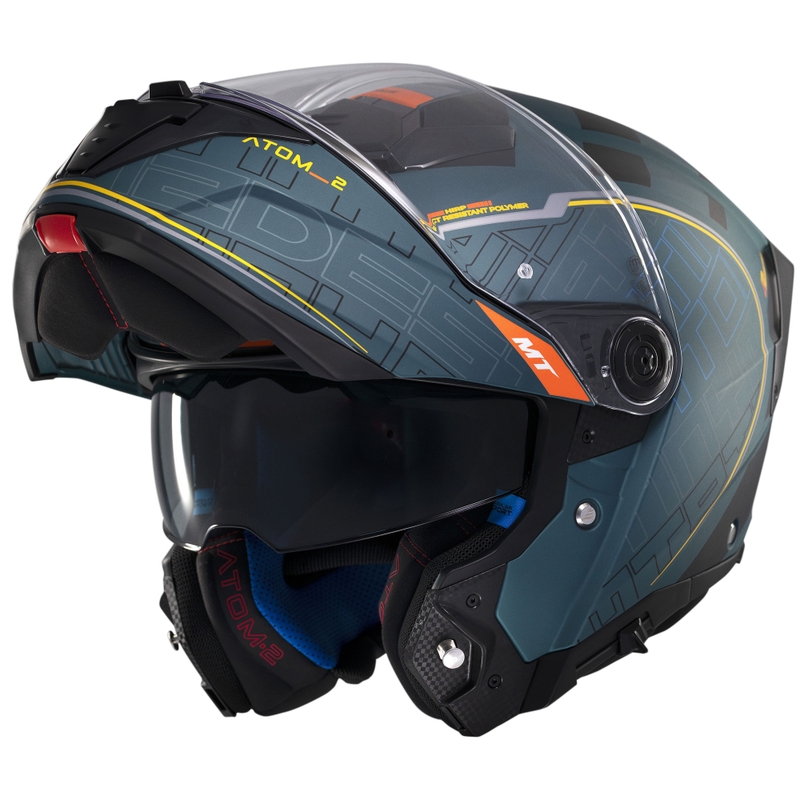 Flip-up motorcykelhjelm MT Atom 2 SV Destiny mat grøn-sort