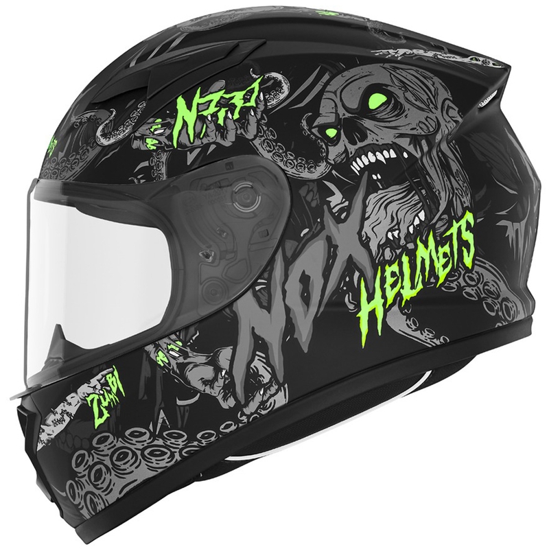 Børnemotorcykelhjelm NOX N731 ZUMBI mat sort-grøn