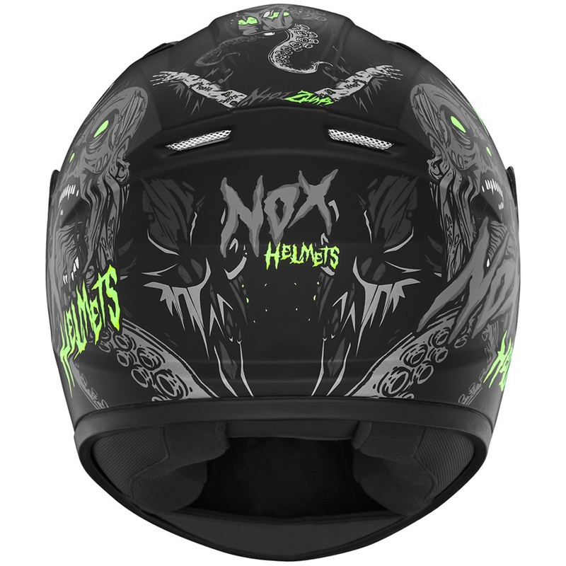 Børnemotorcykelhjelm NOX N731 ZUMBI mat sort-grøn