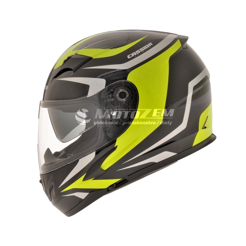 Přilba na motorku Cassida Integral 2.0 černo-šedo-fluo žlutá - II. jakost