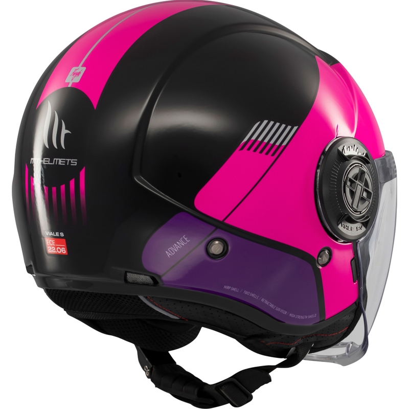 Open face motorcykelhjelm MT Viale SV S Advance sort-pink