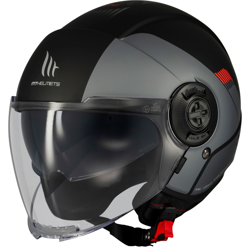 Open face motorcykelhjelm MT Viale SV S Advance mat sort-grå