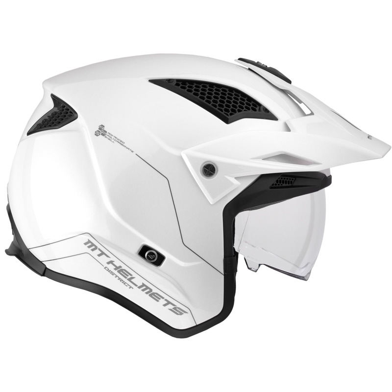 Open face trial motorcykelhjelm MT District SV Solid hvid