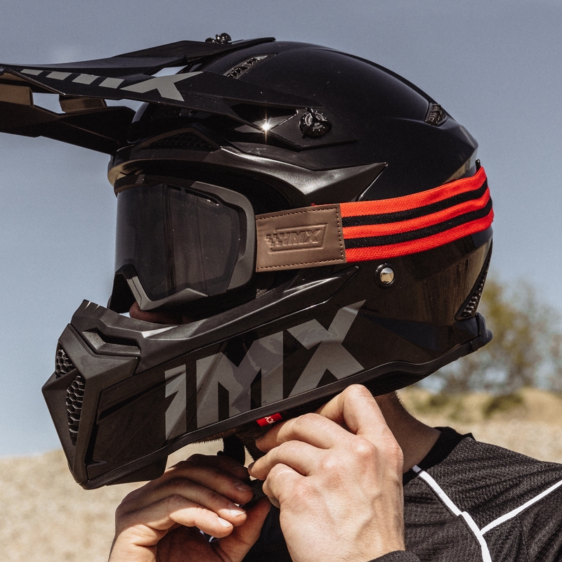 Motocrossbriller iMX Endurance Rust sort-rød med røget plexiglas