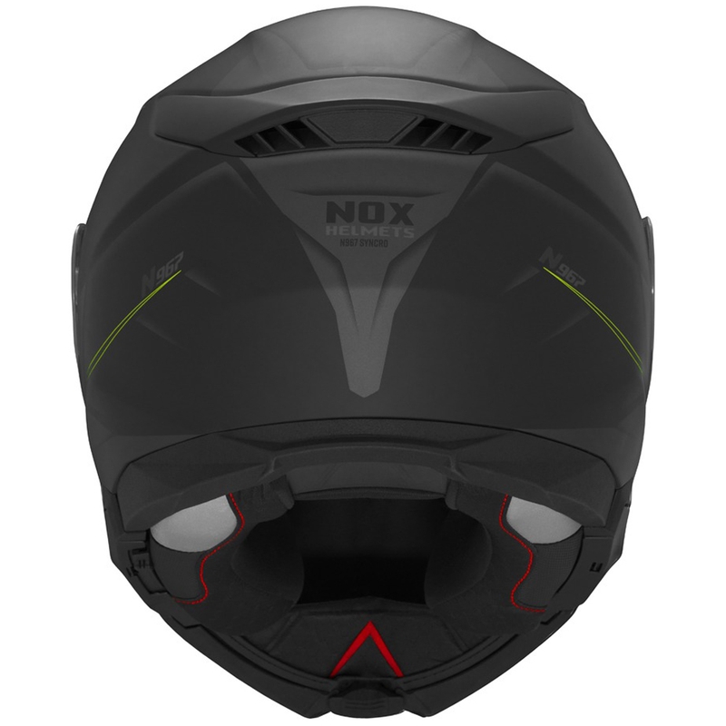 Flip-up motorcykelhjelm NOX N967 Synchro mat sort-fluo gul