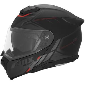 Flip-up motorcykelhjelm NOX N967 Synchro mat sort-rød