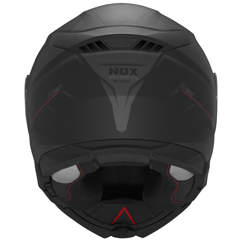 Flip-up motorcykelhjelm NOX N967 Synchro mat sort-rød