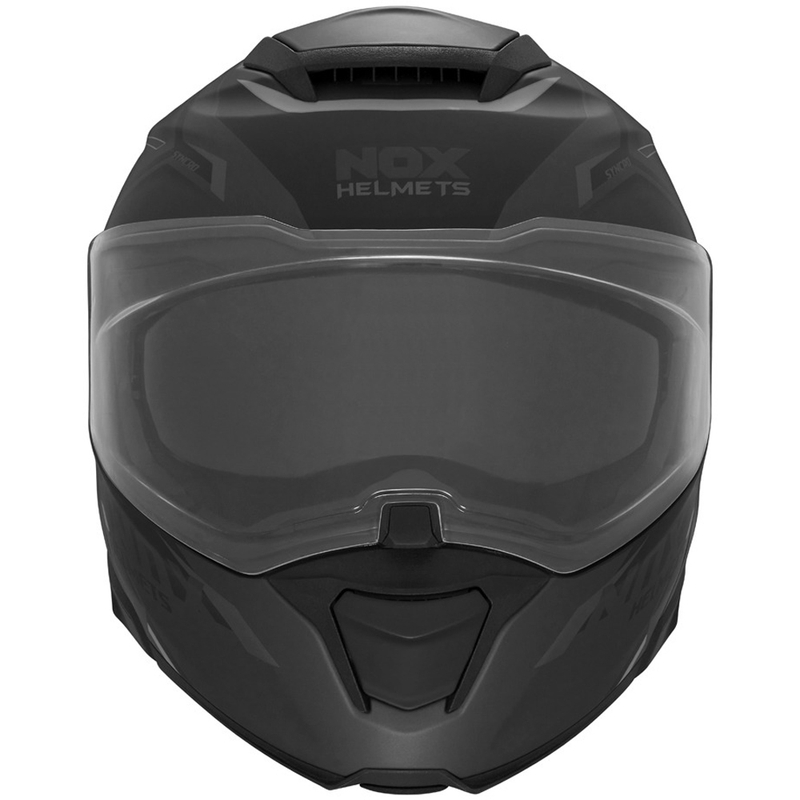 Flip-up motorcykelhjelm NOX N967 Synchro mat sort-grå