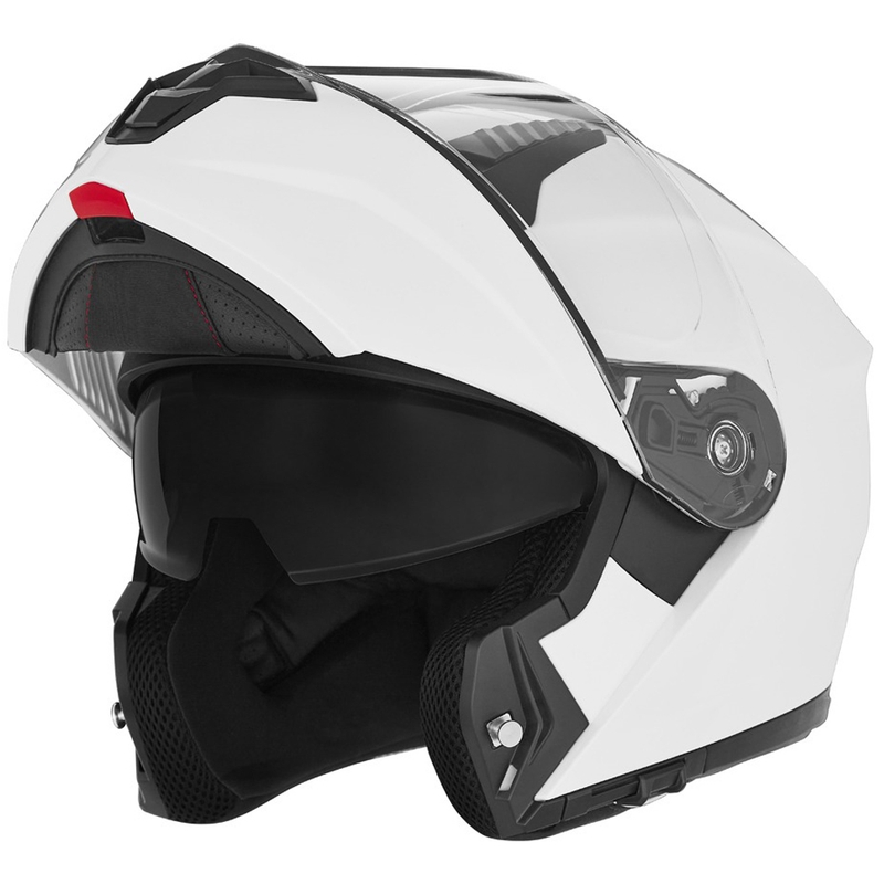 Flip-up motorcykelhjelm NOX N968 perlehvid