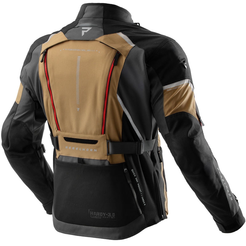 Rebelhorn Hardy 3.0 beige-grå-rød motorcykeljakke