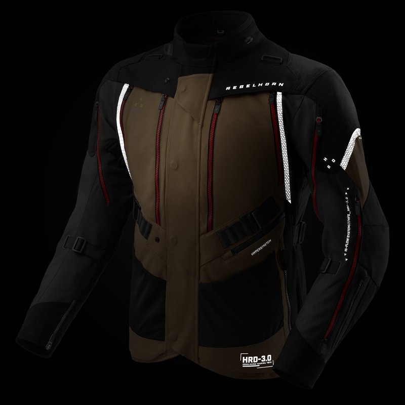 Rebelhorn Hardy 3.0 beige-grå-rød motorcykeljakke
