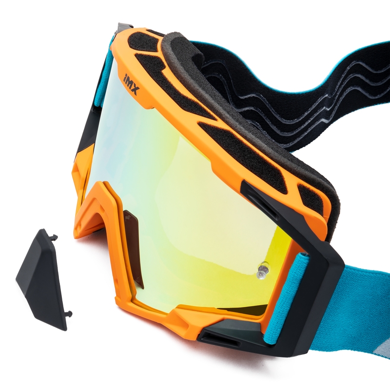Motocrossbriller iMX Sand orange-blå-hvid med iridium plexiglas