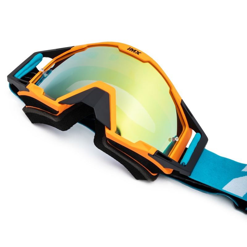 Motocrossbriller iMX Sand orange-blå-hvid med iridium plexiglas