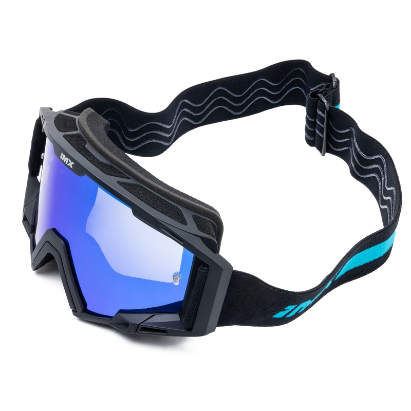 Motocrossbriller iMX Sand sort-blå med blåt iridium plexiglas