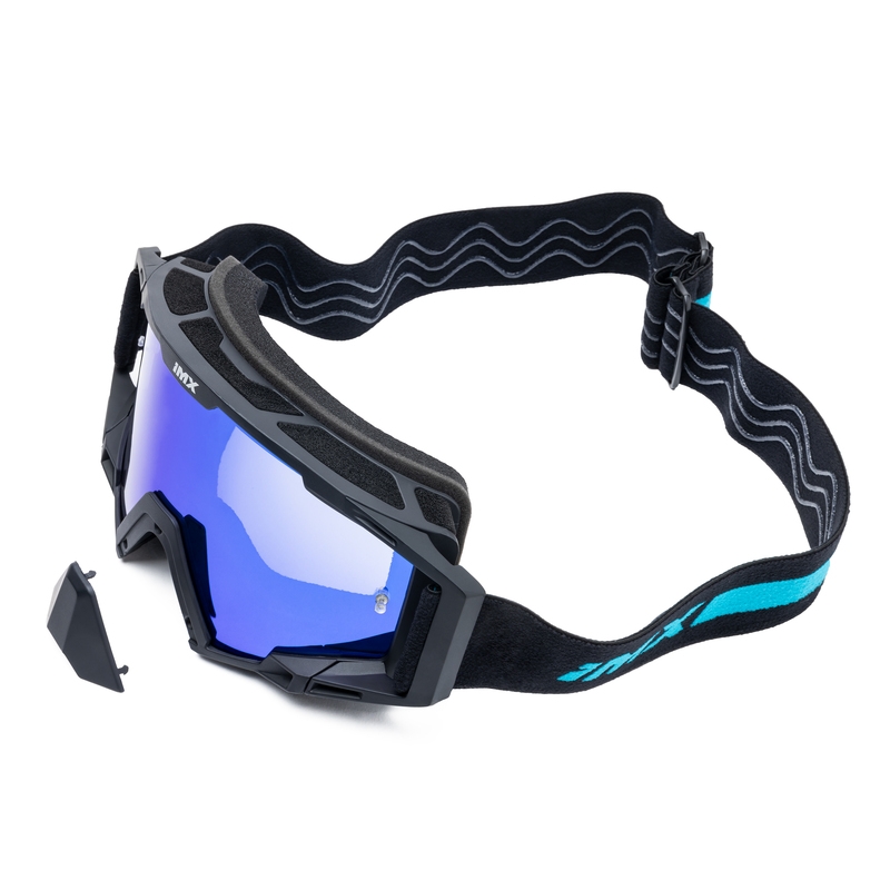 Motocrossbriller iMX Sand sort-blå med blåt iridium plexiglas