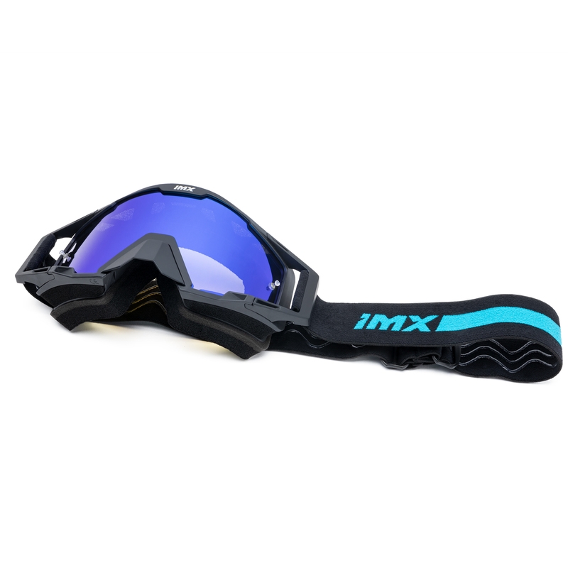 Motocrossbriller iMX Sand sort-blå med blåt iridium plexiglas
