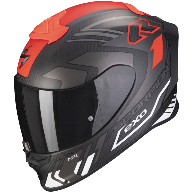 Integralhjelm Scorpion EXO-R1 EVO Carbon Air Supra sort-sølv-rød