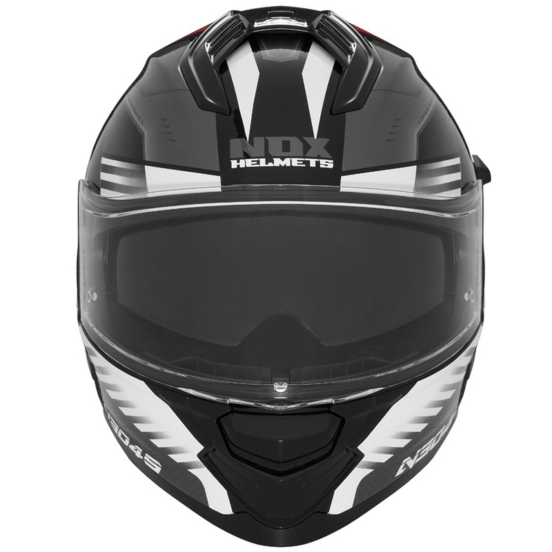 Full-face motorcykelhjelm NOX N304S CARVER sort-hvid-rød