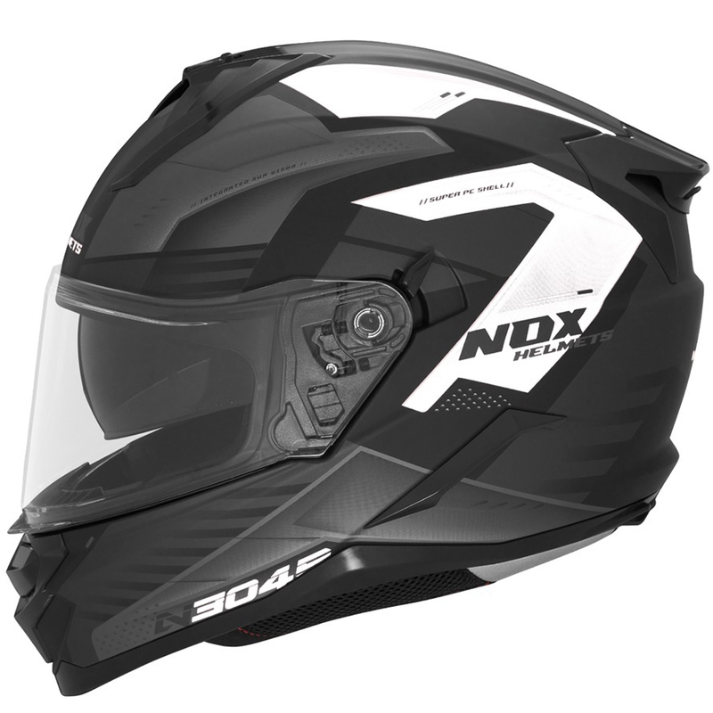 Full-face motorcykelhjelm NOX N304S CARVER mat sort-hvid