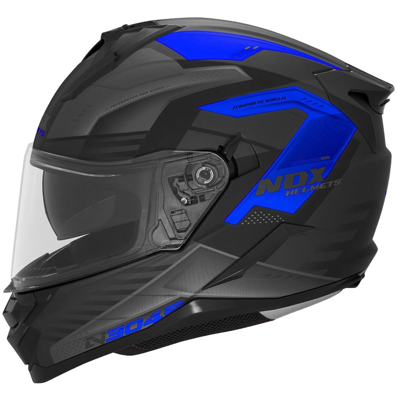 Full-face motorcykelhjelm NOX N304S CARVER mat sort-blå
