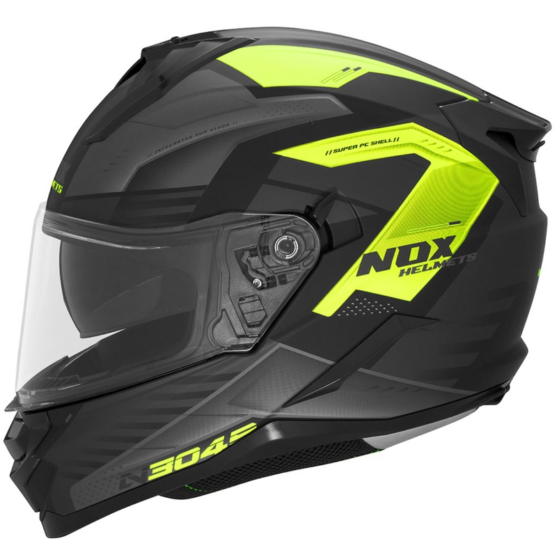 Full-face motorcykelhjelm NOX N304S CARVER mat sort-gul