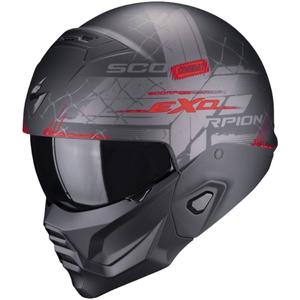 Åben hjelm med maske Scorpion EXO-COMBAT II Xenon sort-rød mat