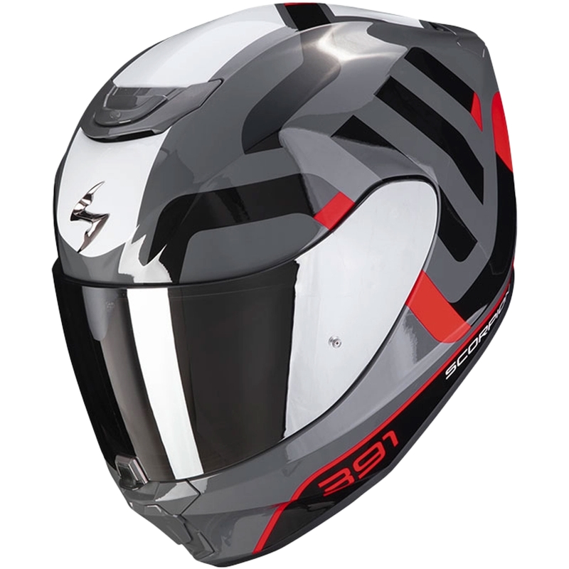 Integral motorcykelhjelm Scorpion EXO-391 Arok grå-rød-sort udsalg