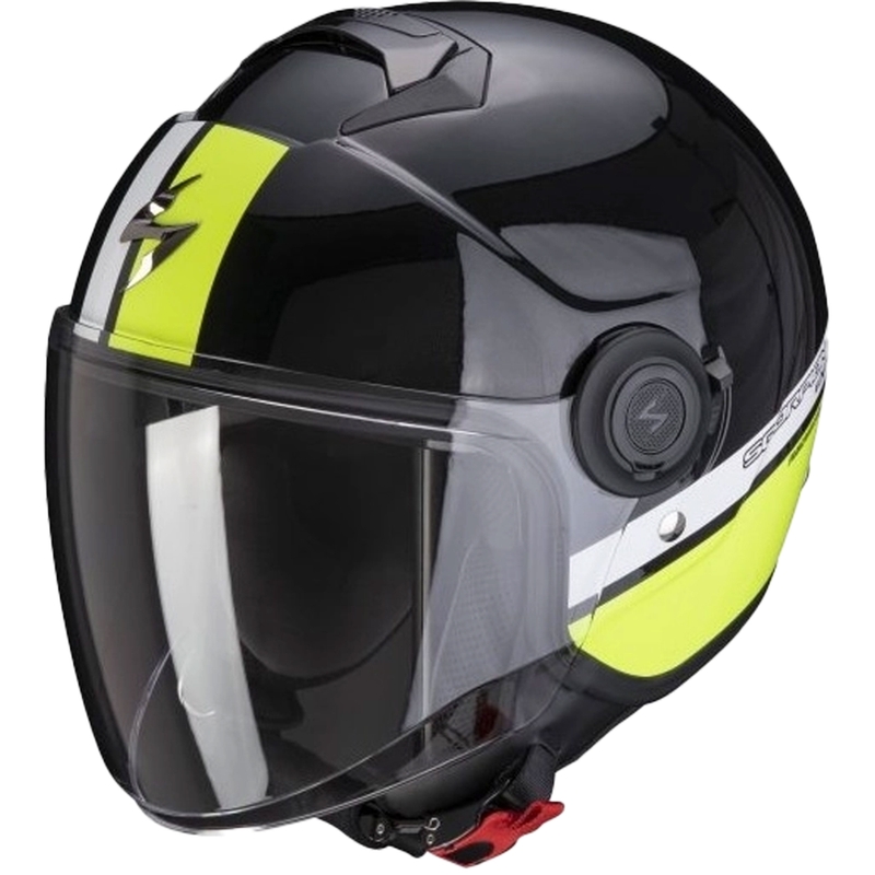 Motorcykelhjelm SCORPION EXO-CITY STRADA pearl sort-hvid-fluogul