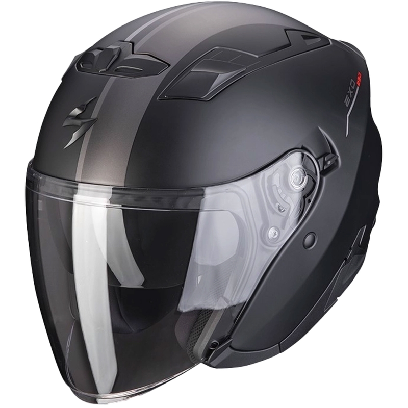 Åben hjelm Scorpion EXO-230 SR mat sort-sølv-rød