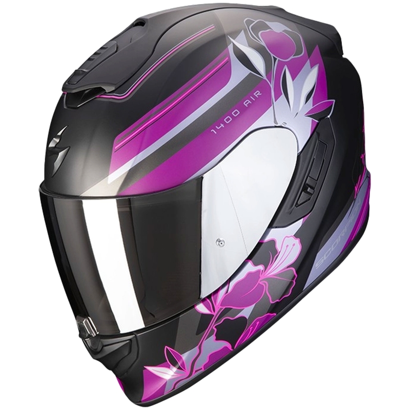 Integreret motorcykelhjelm Scorpion EXO-1400 EVO Air Gaia sort og pink mat