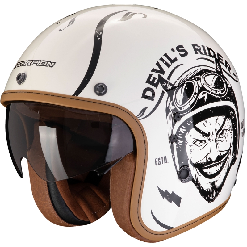 Åben motorcykelhjelm Scorpion Belfast Evo ROMEO creme-sort udsalg