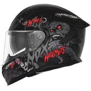 Full-face motorcykelhjelm NOX N401 ZUMBI mat sort-rød