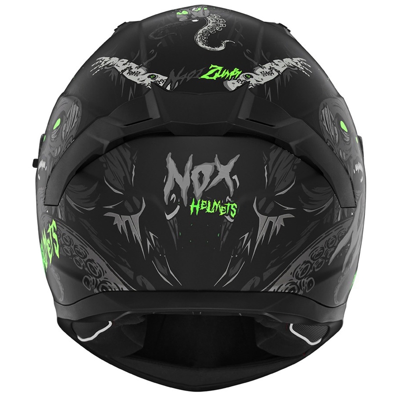 Full-face motorcykelhjelm NOX N401 ZUMBI mat sort-fluorgrøn