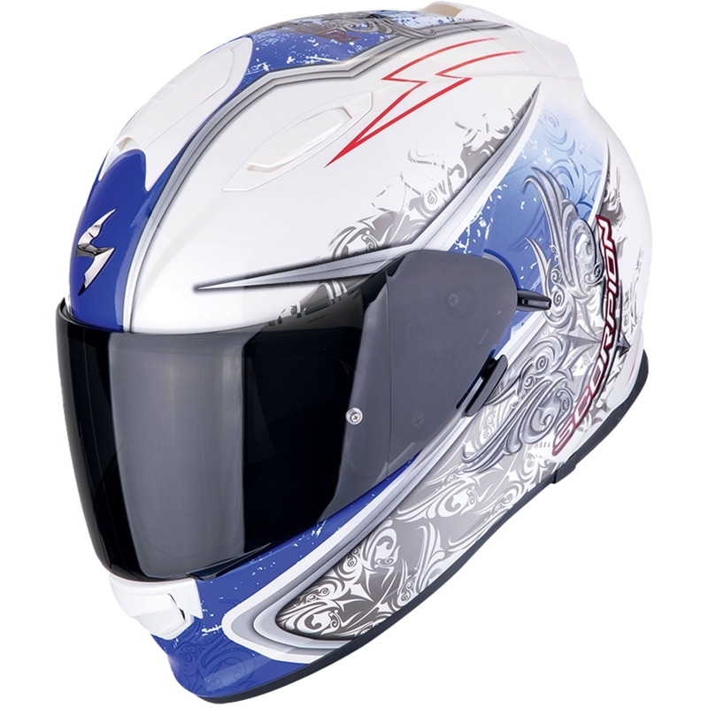 Scorpion EXO-491 RUN helfacade motorcykelhjelm hvid-blå udsalg