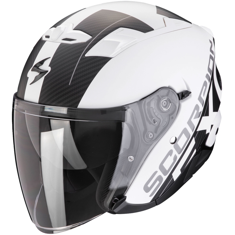 Åben motorcykelhjelm SCORPION EXO-230 QR mat hvid-sort udsalg