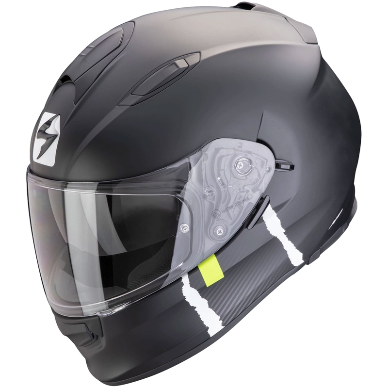 Scorpion EXO-491 CODE helfacade motorcykelhjelm mat sort-sølv udsalg