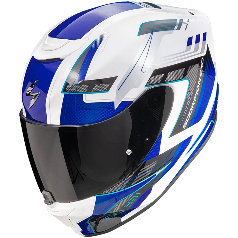 Integreret motorcykelhjelm Scorpion EXO-391 CAPTOR hvid-blå udsalg
