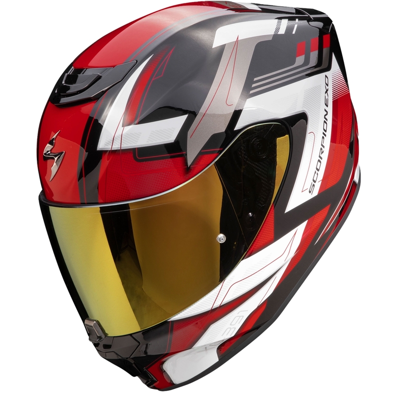 Integreret motorcykelhjelm Scorpion EXO-391 Captor sort-rød udsalg