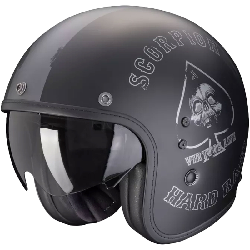 Åben motorcykelhjelm Scorpion Belfast Evo Spade Matte Black-Silver