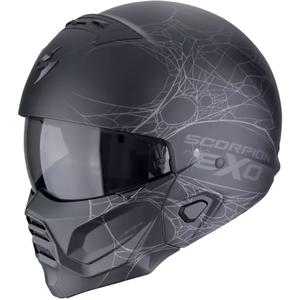Modulær motorcykelhjelm Scorpion EXO-COMBAT II SPIDERWEB mat sort-sølv